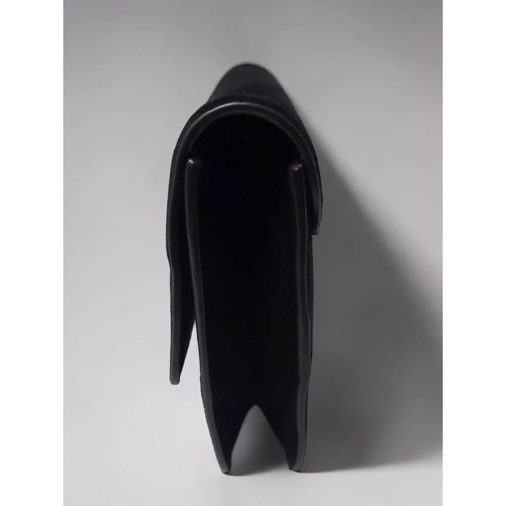 Hobbs London Black Suede‎ Leather Convertible Clutch Shoulder Bag